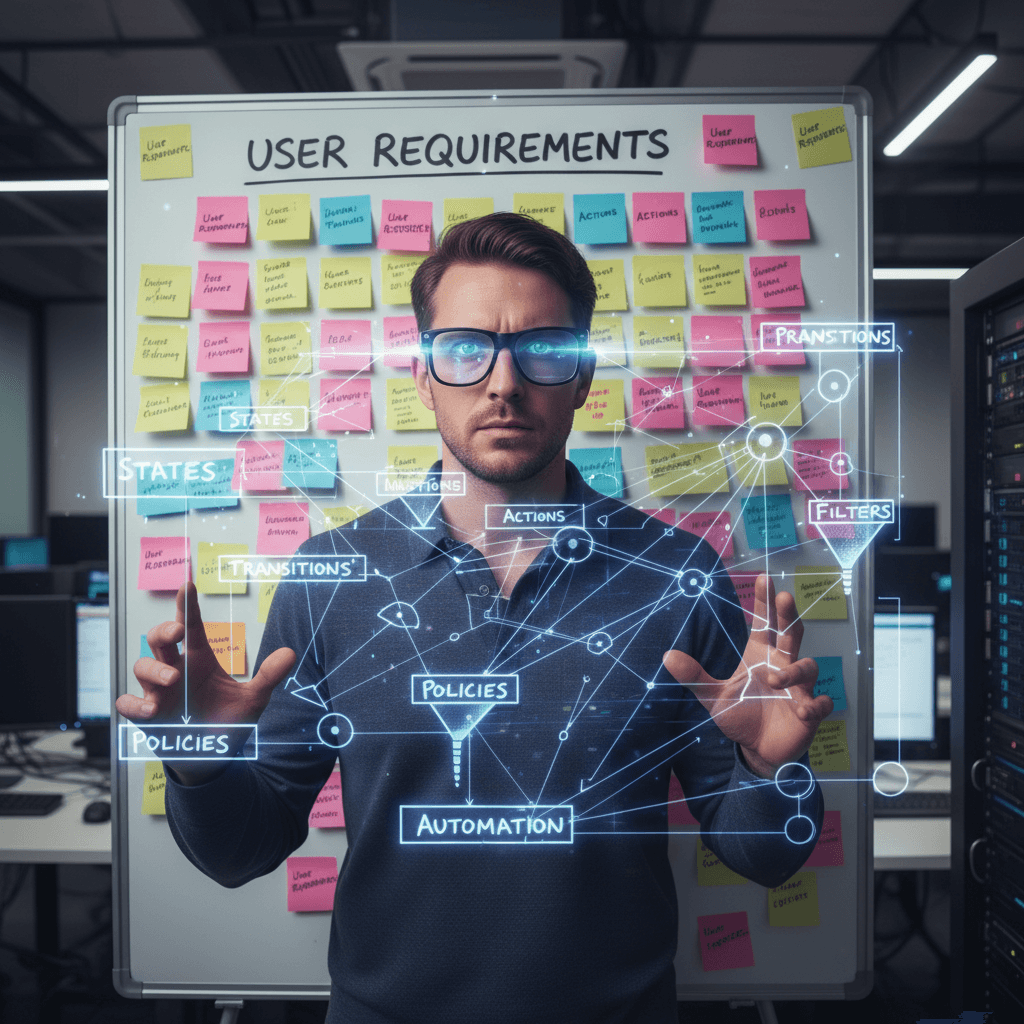 State-based collaboration as an architectural lens - visualizing states, transitions, actions, policies, filters, and automation as interconnected components